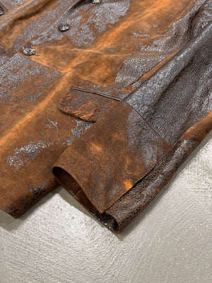 A/W2000 Roberto Cavalli artisanal eroded leather blazer