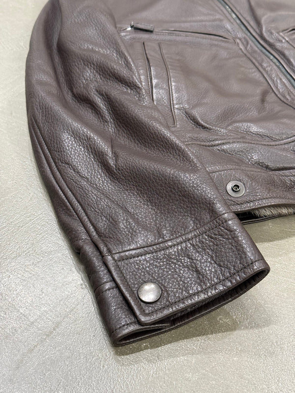 2000s Gucci by Tom Ford fur lining leather bomber jacket