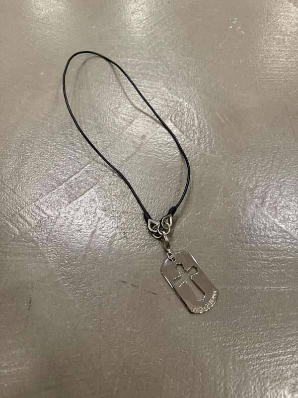 2000s Dolce & Gabbana dog tag cross necklace