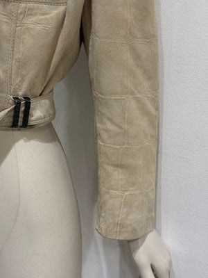 A/W1994 Gianni Versace cropped crocodile embossed leather jacket