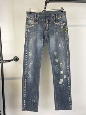 SS06 Dolce & Gabbana eyelet studded holed jeans