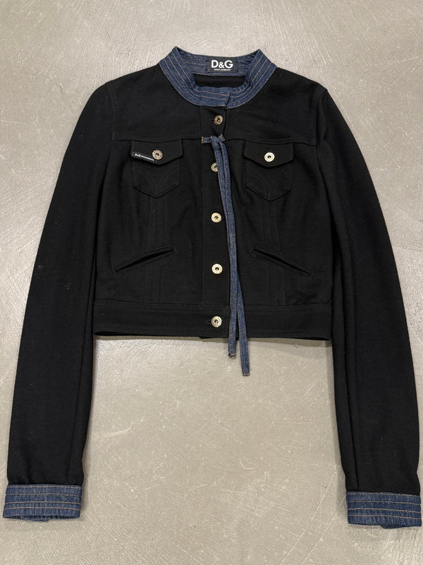 2000s Dolce & Gabbana denim trim cropped jacket