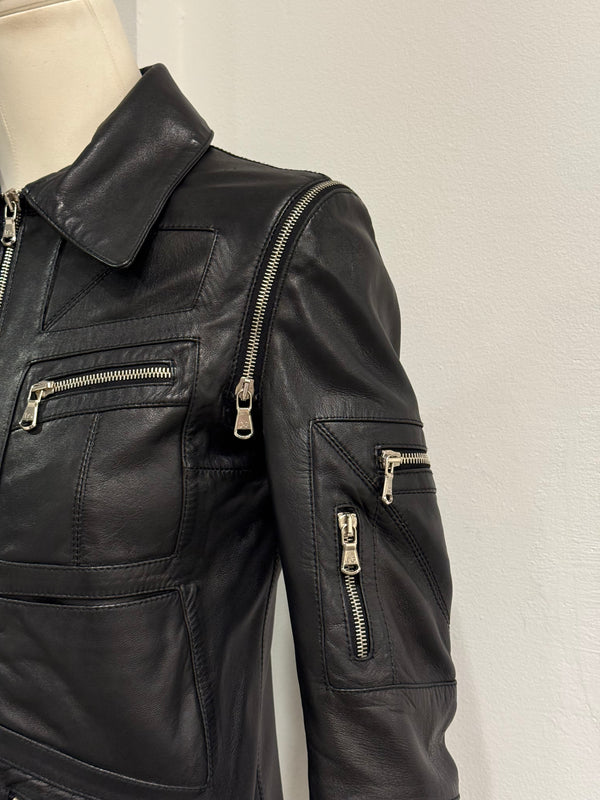2001 Dolce & Gabbana multi-zip biker leather jacket