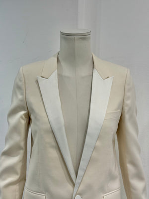 2017 Saint Laurent contrast peak-lapel tuxedo blazer