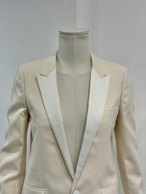 2017 Saint Laurent contrast peak-lapel tuxedo blazer