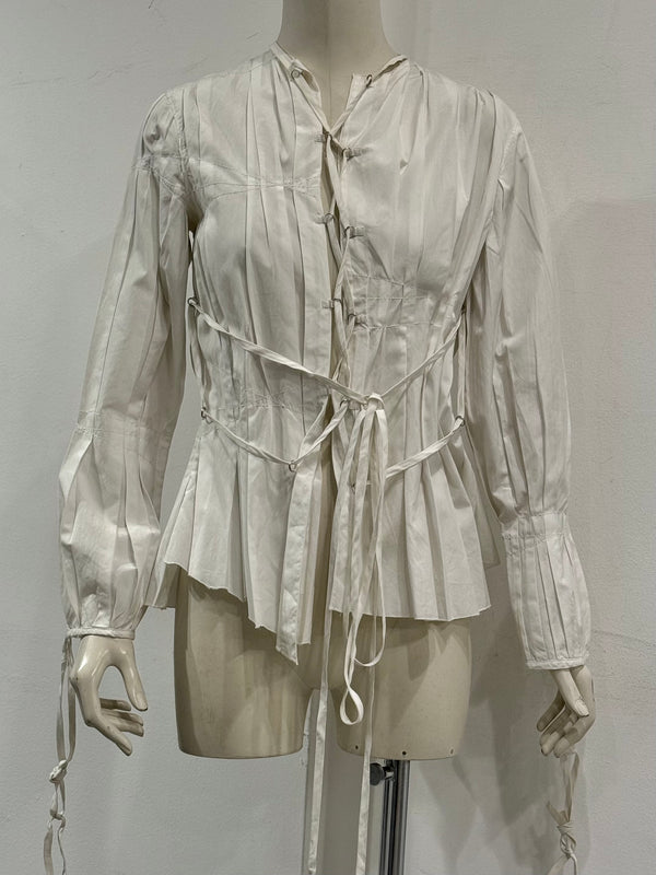 2000s Jean Paul Gaultier white blouse with tie details