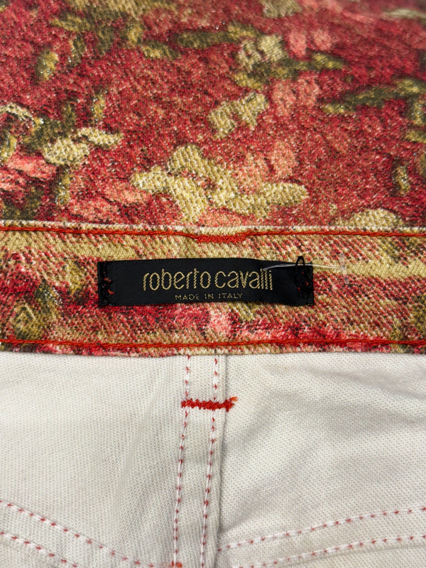2000s Roberto Cavalli creckered faded jeans