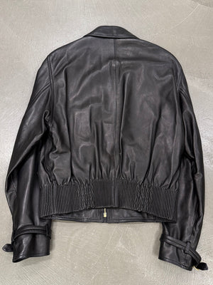 1990s Gianni Versace asymmetric leather biker jacket