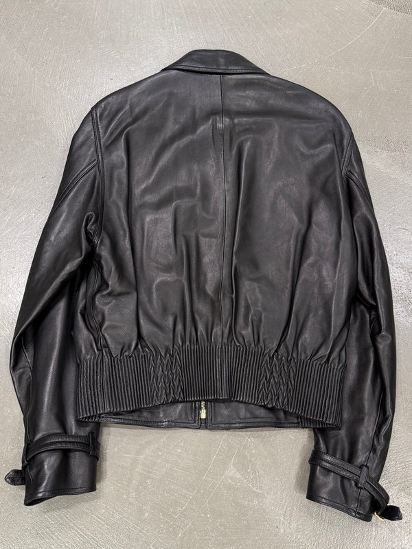 1990s Gianni Versace asymmetric leather biker jacket