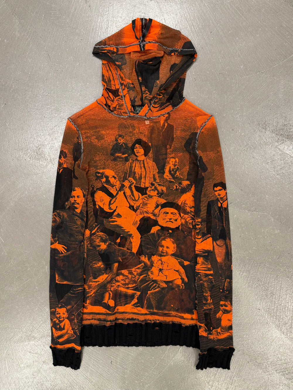 S/S1998 Jean Paul Gaultier print mesh hoodie