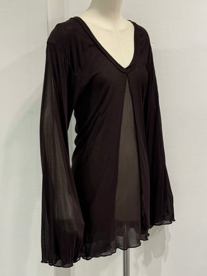 2000s Yves Saint Laurent by Tom Ford hybrid sheer blouse