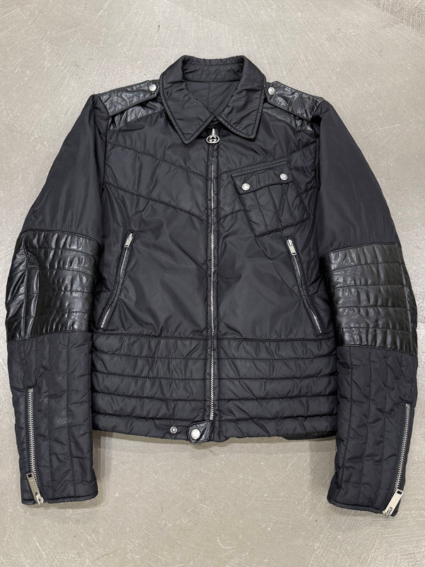 2000s Gucci nylon puffer jacket with leather details