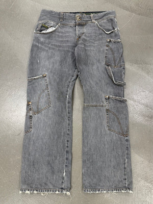 2000s Dolce & Gabbana double waist asymmetrical cargo jeans