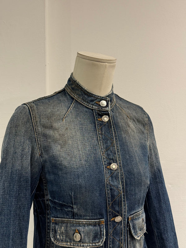 2000s Dolce & Gabbana distressed denim utility jacket