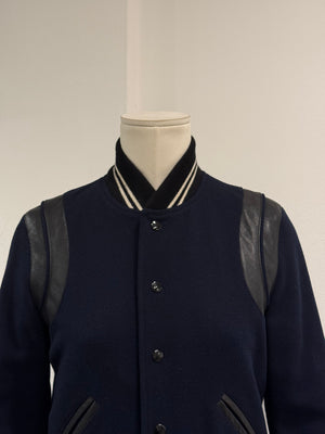 2014 Saint Laurent by Hedi Slimane teddy varsity jacket