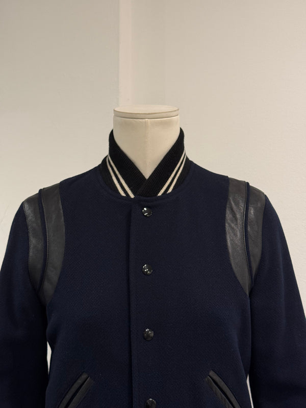 2014 Saint Laurent by Hedi Slimane teddy varsity jacket