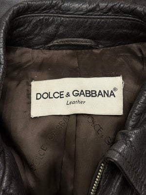 1990s Dolce & Gabbana leather belted coat