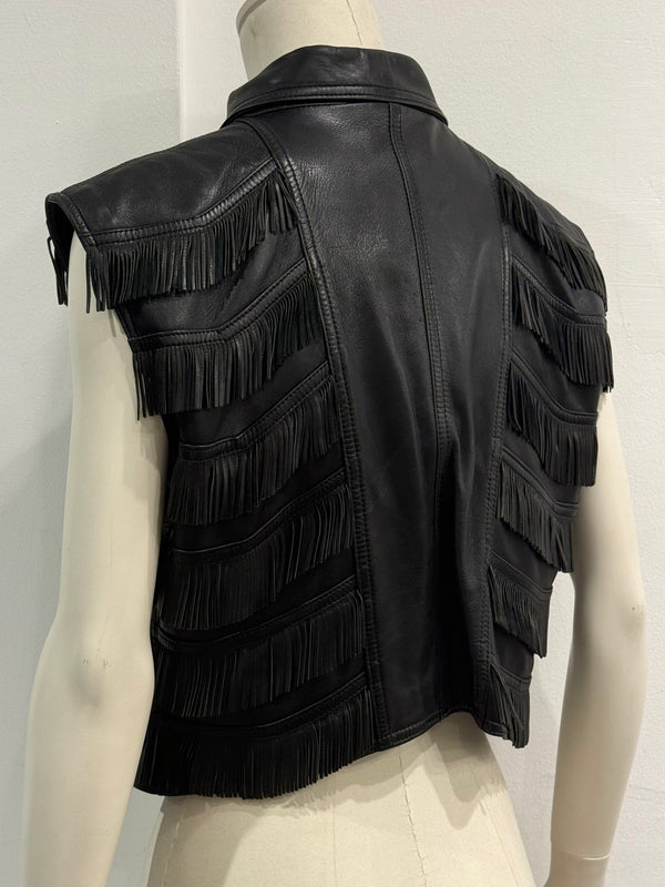 A/W1992 Gianni Versace bondage fringe leather vest
