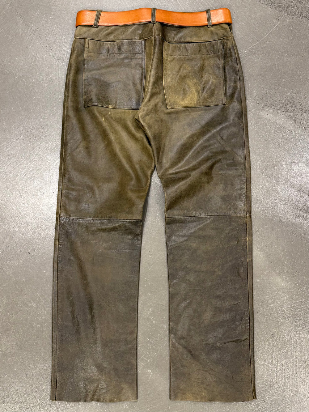 1990s Dirk Bikkembergs distressed leather belted pants