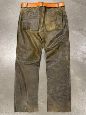 1990s Dirk Bikkembergs distressed leather belted pants