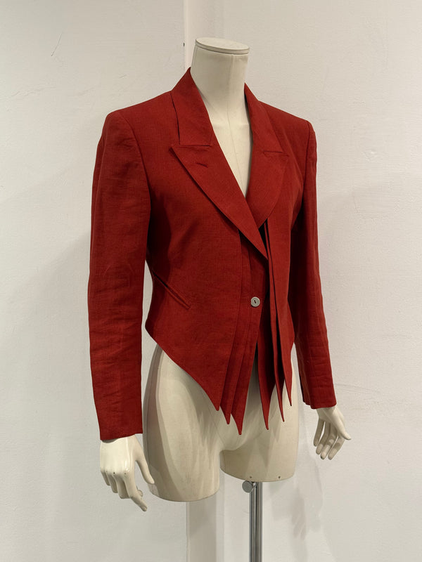 1990s Claude Montana asymmetric sculptural blazer