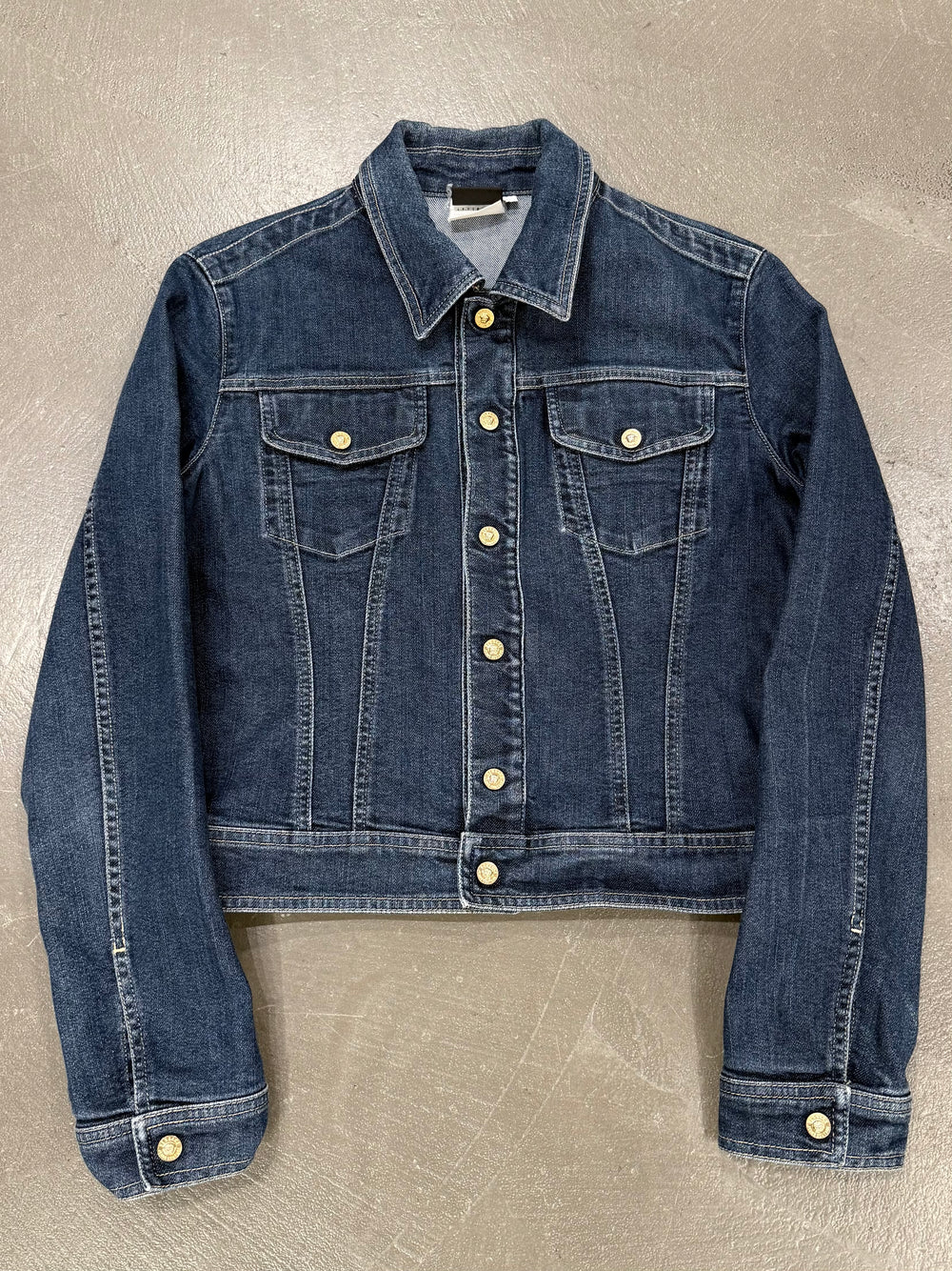 2000s Versace raw denim jacket