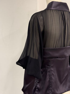 A/W2003 Gucci By Tom Ford runway corset ruched sleeves top