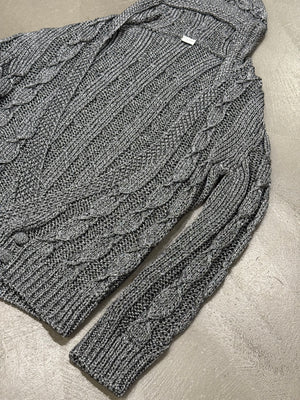 2022 Saint Laurent cable knit hooded cardigan