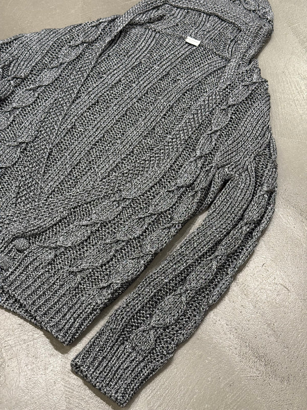 2022 Saint Laurent cable knit hooded cardigan