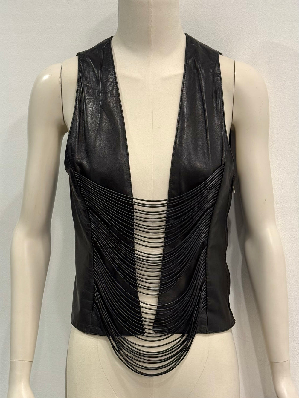 A/W1992 Helmut Lang Leather fringe corset top