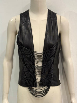 A/W1992 Helmut Lang Leather fringe corset top