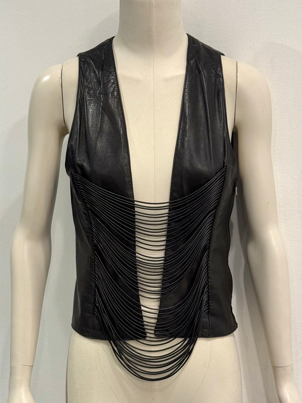A/W1992 Helmut Lang Leather fringe corset top