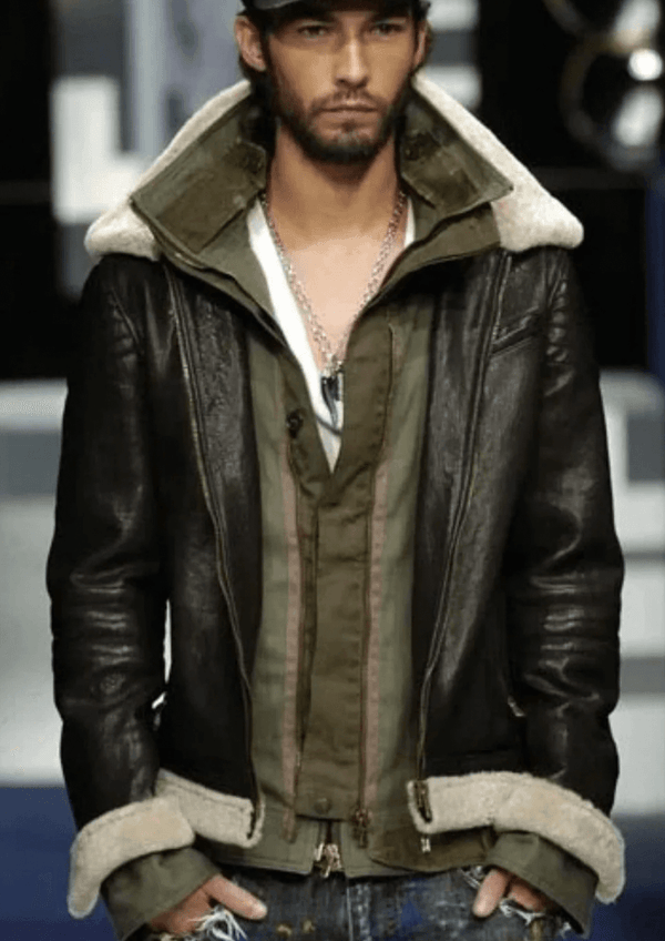 A/W2005 Dolce & Gabbana runway hybrid reconstructed military leather jacket