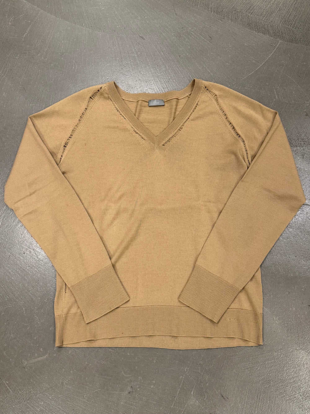 A/W2005 Dior Homme raw edge v-neck distressed knit sweater