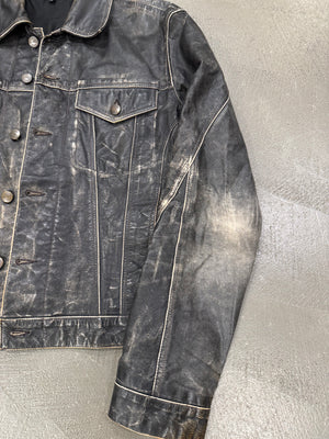2000s Roberto Cavalli faded distressed leather jacket