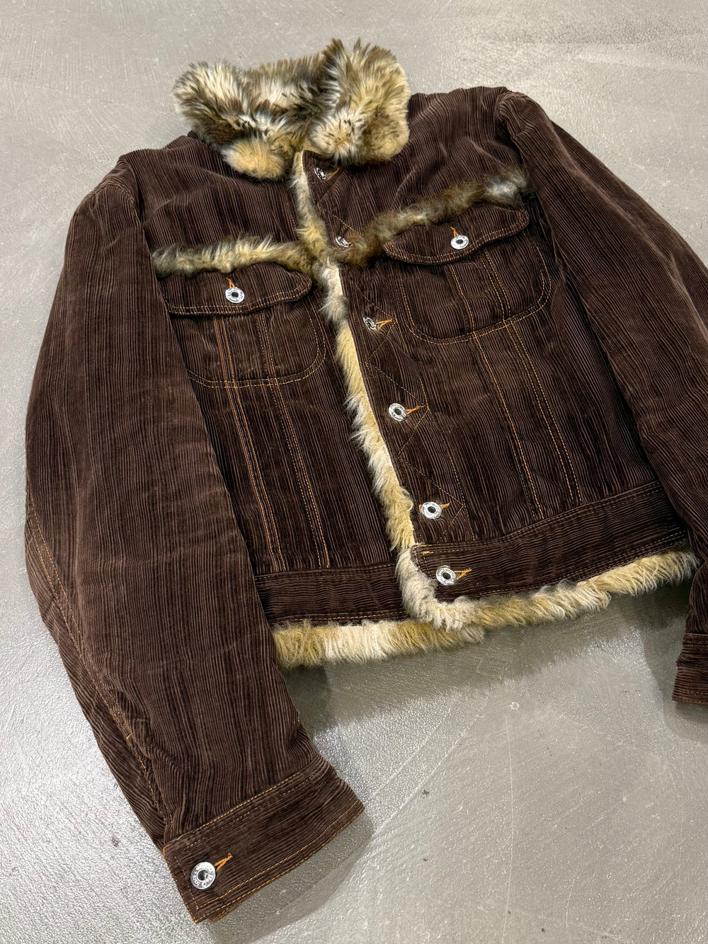 2004 Dolce & Gabbana corduroy fur jacket