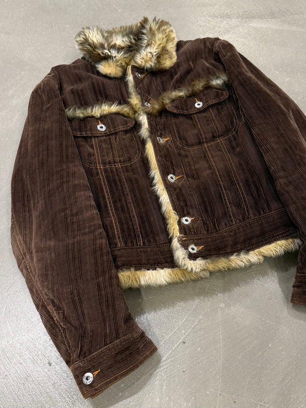2004 Dolce & Gabbana corduroy fur jacket