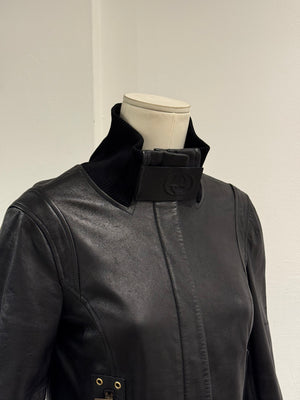 A/W2002 Gucci by Tom Ford ribbed collar leather jacket