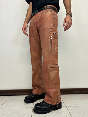 SS2002 Dolce & Gabbana leather zipper flight cargo pants