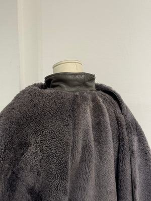 1980s Gianni Versace shearling leather cape jacket with layered construction scarf