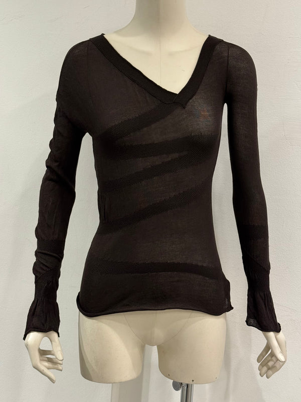 1990s Gucci by Tom Ford sheer asymmetrical top