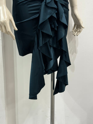 2017 Saint Laurent asymmetric draped ruffle skirt