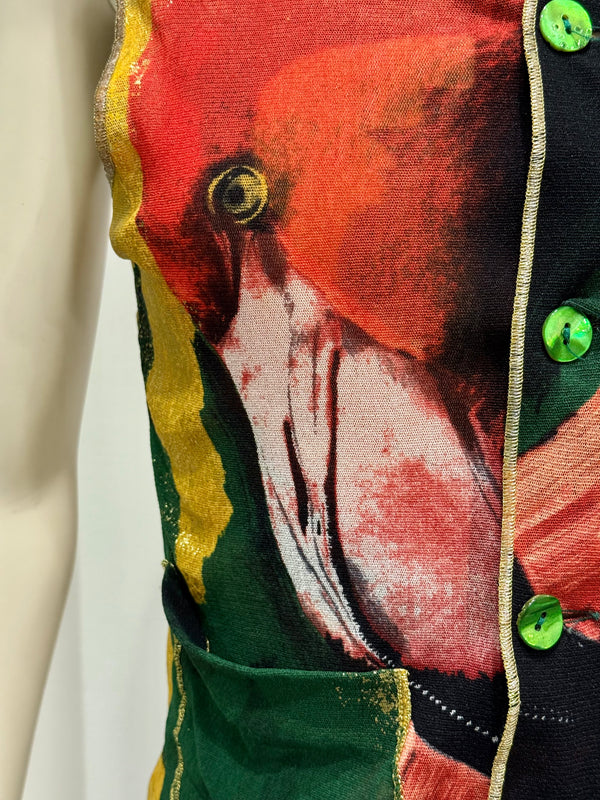 S/S1996 Jean Paul Gaultier flamingo mesh vest