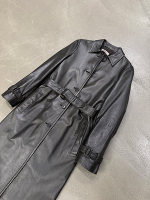 1990s Prada long leather coat