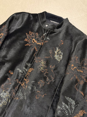 A/W2018 Emporio Armani pony hair floral embroidered leather jacket