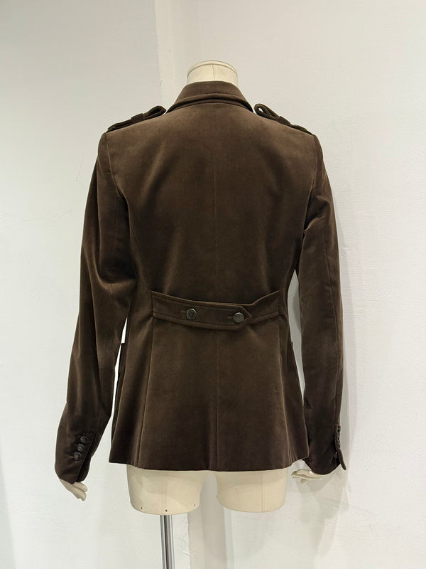 2005 YVES Saint Laurent velvet tailored military blazer