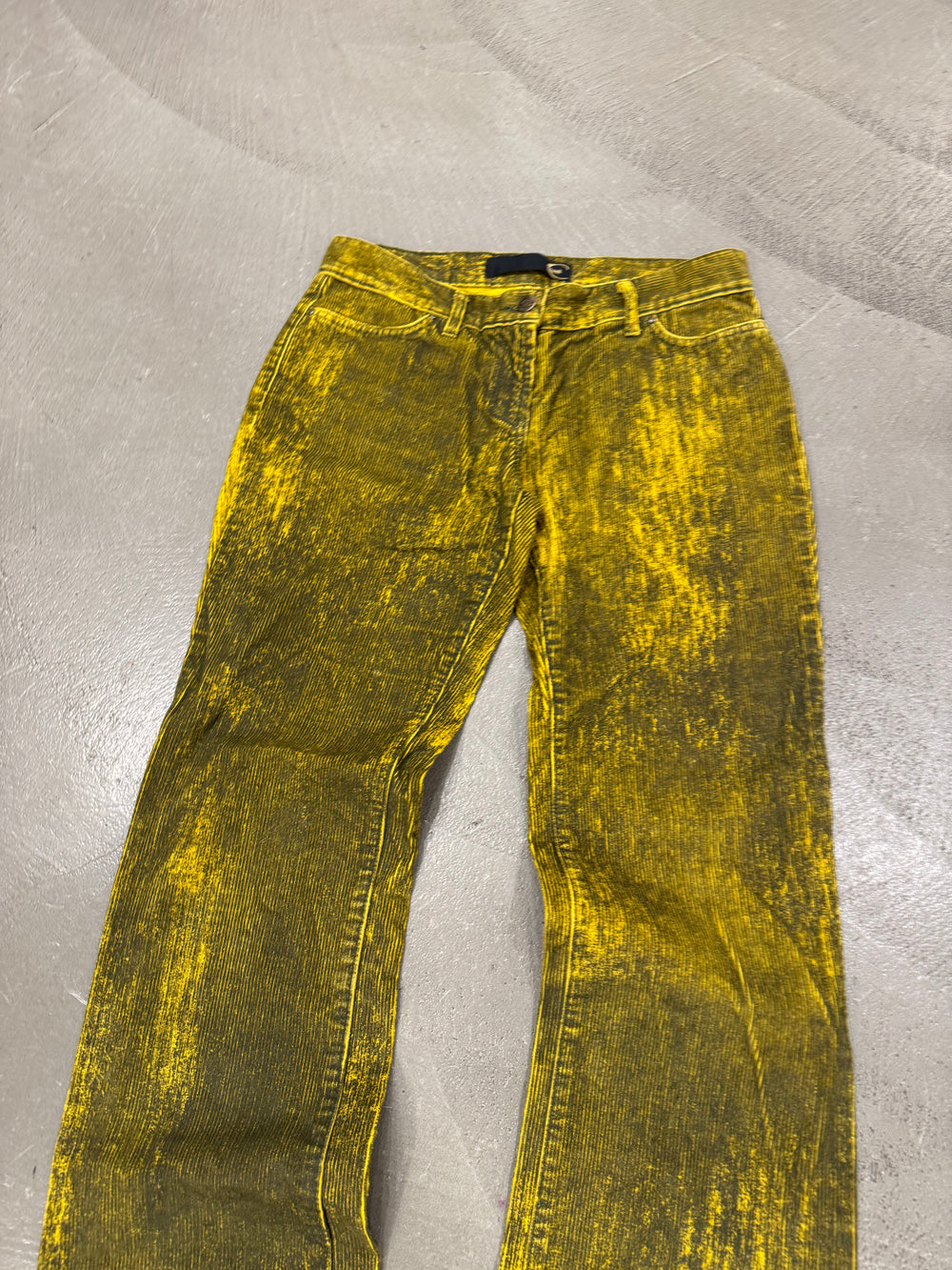 2000s Roberto Cavalli distressed velour pants
