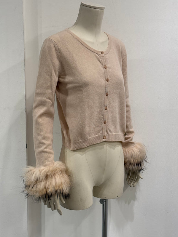2000s Roberto Cavalli cardigan with fur trimmed cuffs
