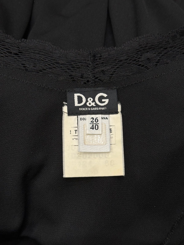 S/S2006 Dolce & Gabbana lace panel sheer black blouse