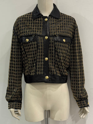 S/S1992 Gianni Versace studded leather jacket with heavy gold metal studs